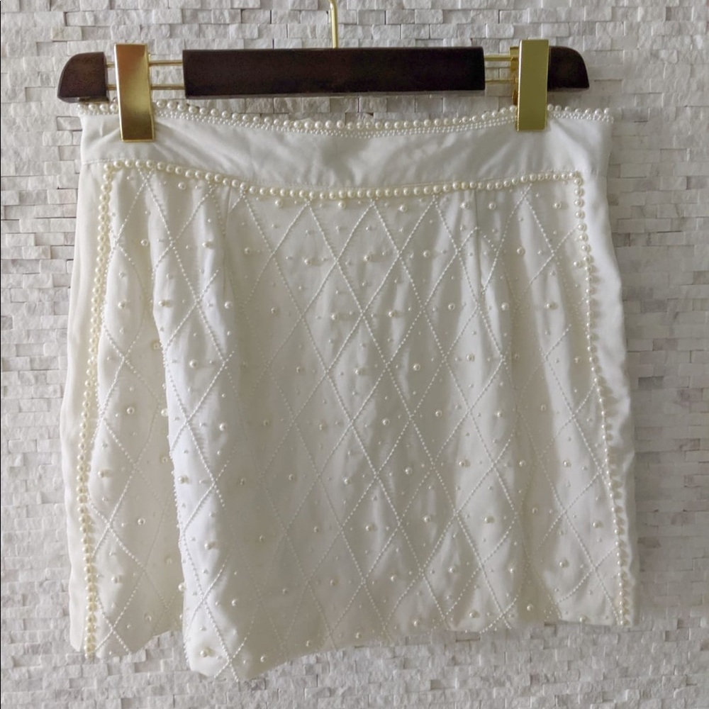 Geaneff hand beaded white skirt